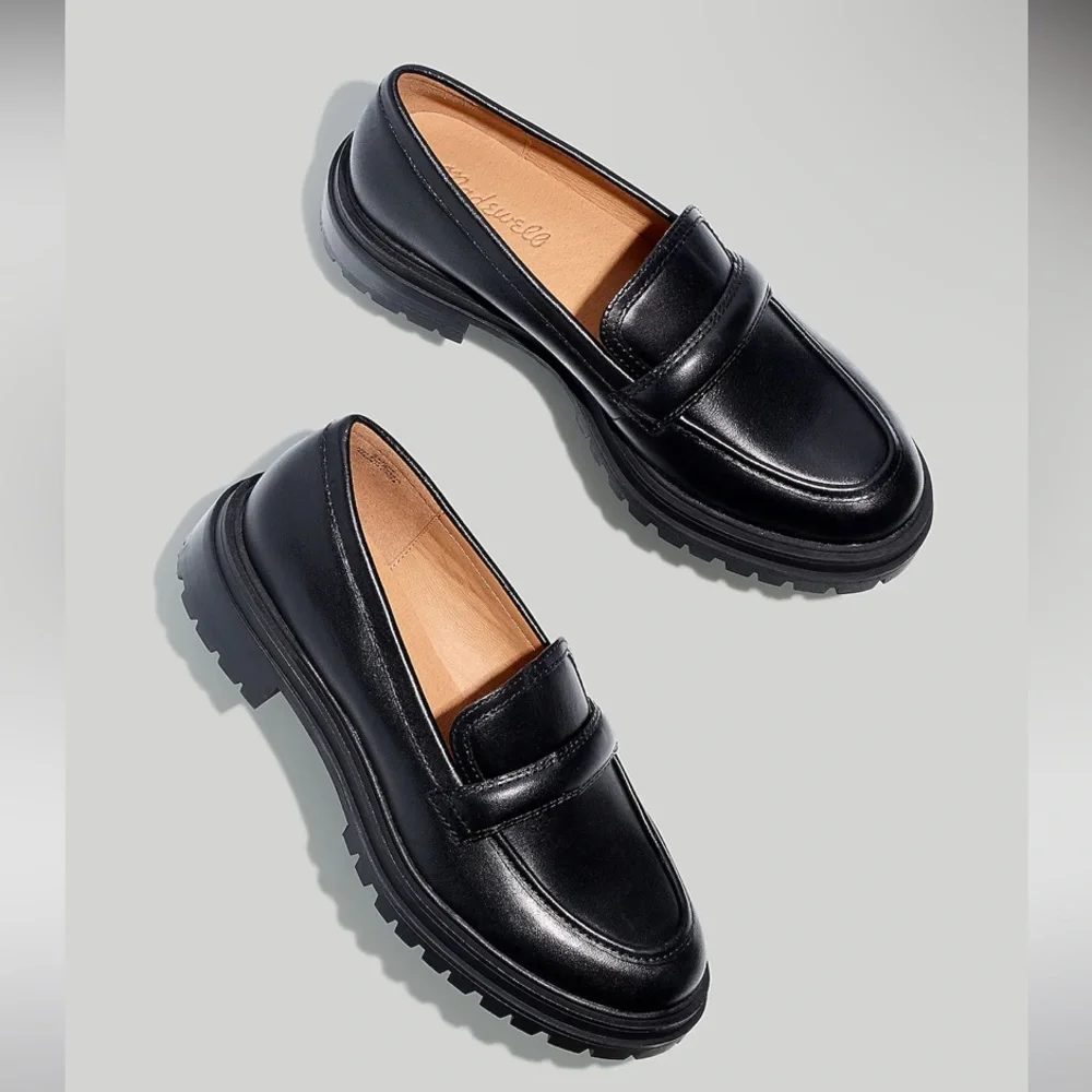 New! Madewell The Bradley Lugsole Loafer in Leather true black_5